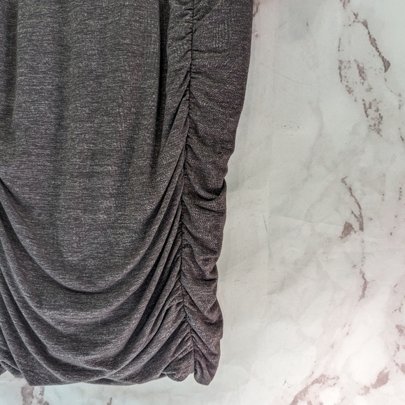 Athleta Dress Womens Medium Brown Mini Taupe Long Sleeve Scoop Ruched - Picture 4 of 11